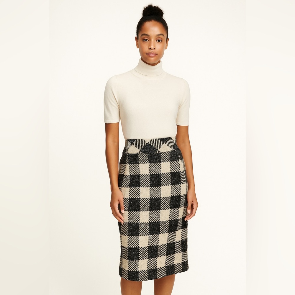 TALBOTS Women’s Plaid Checker Wool Blend Skirt Size 8 - Picture 2 of 9